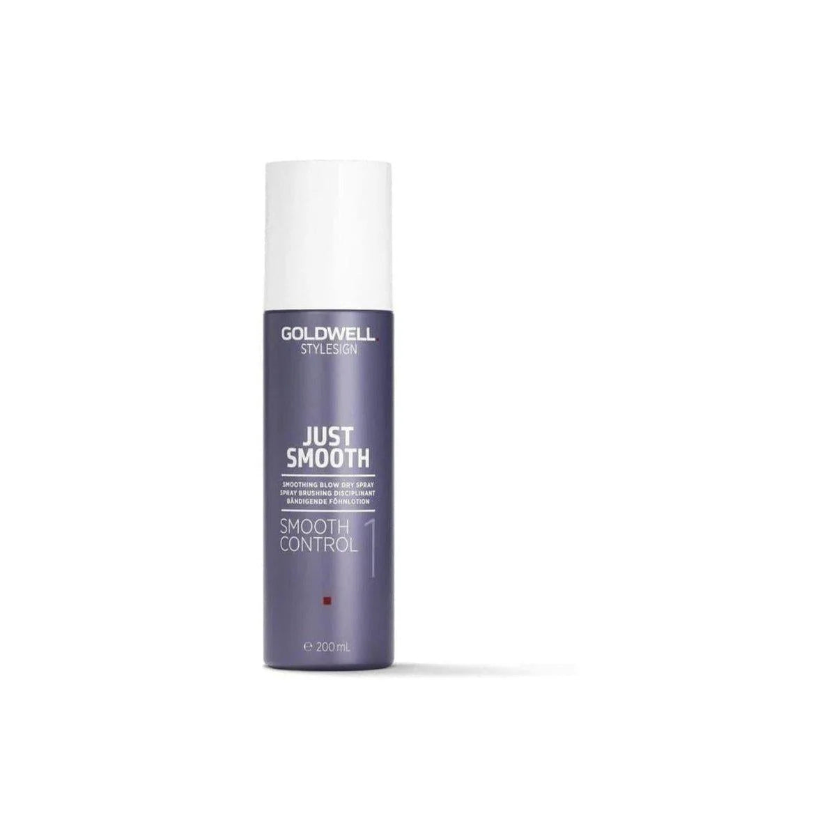 Goldwell Just Smooth Control Blow-Dry Spray - 200ml, purple & white cylindrical bottle