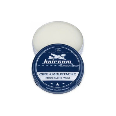Hairgum Barber Moustache Wax 40g - Blue Label Tin with White Contents for Stylish Grooming