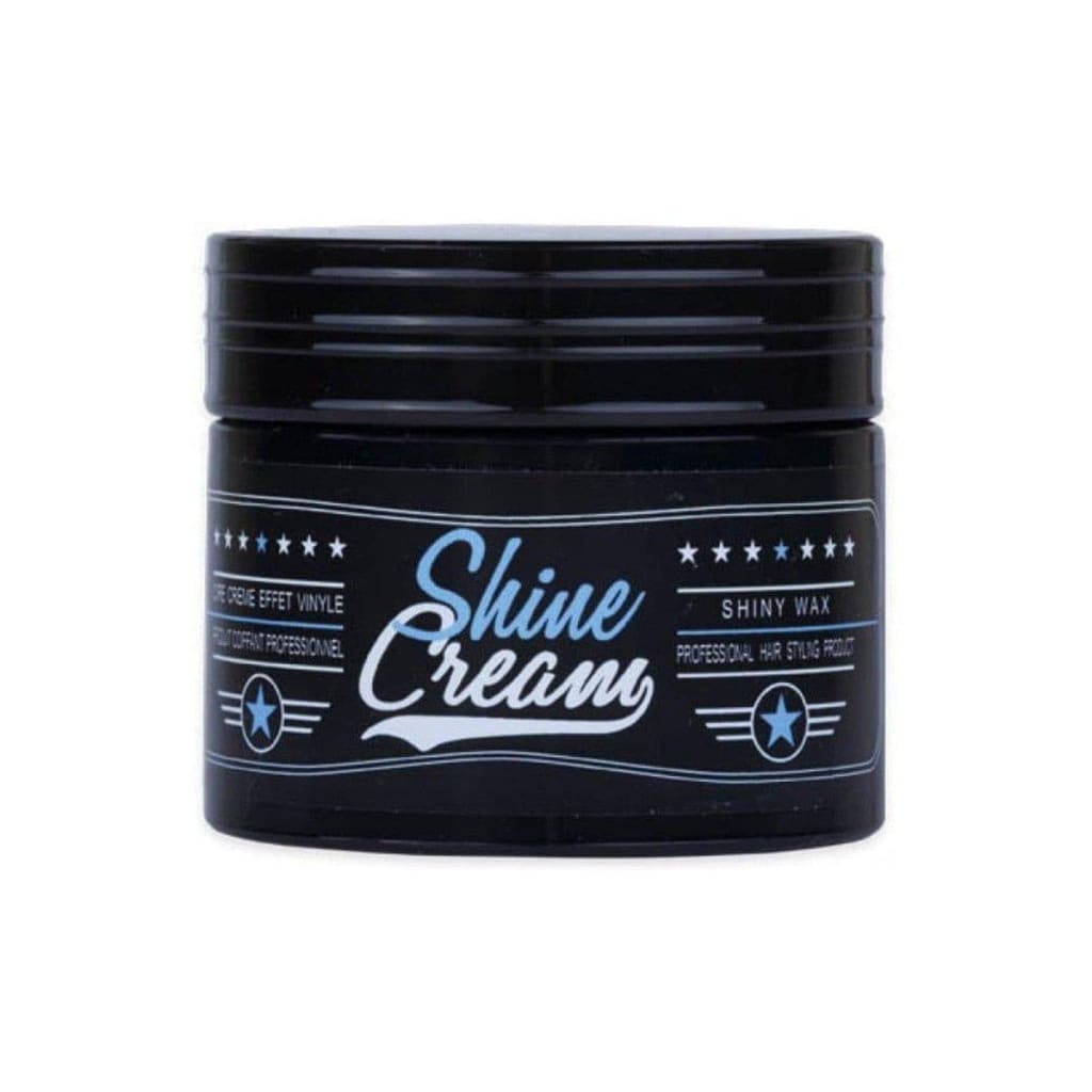 Black jar of Hairgum Shine Cream water-based hair wax for vibrant shine and natural hold