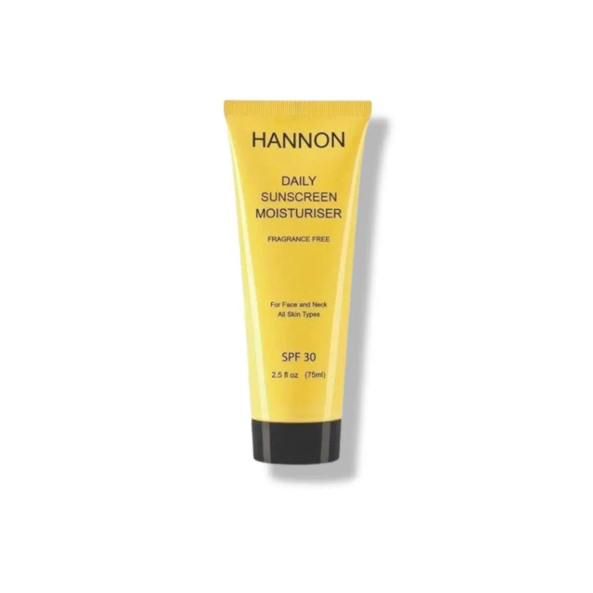 Yellow tube of Hannon Daily Sunscreen Moisturizer 75ml, offering superior UV protection