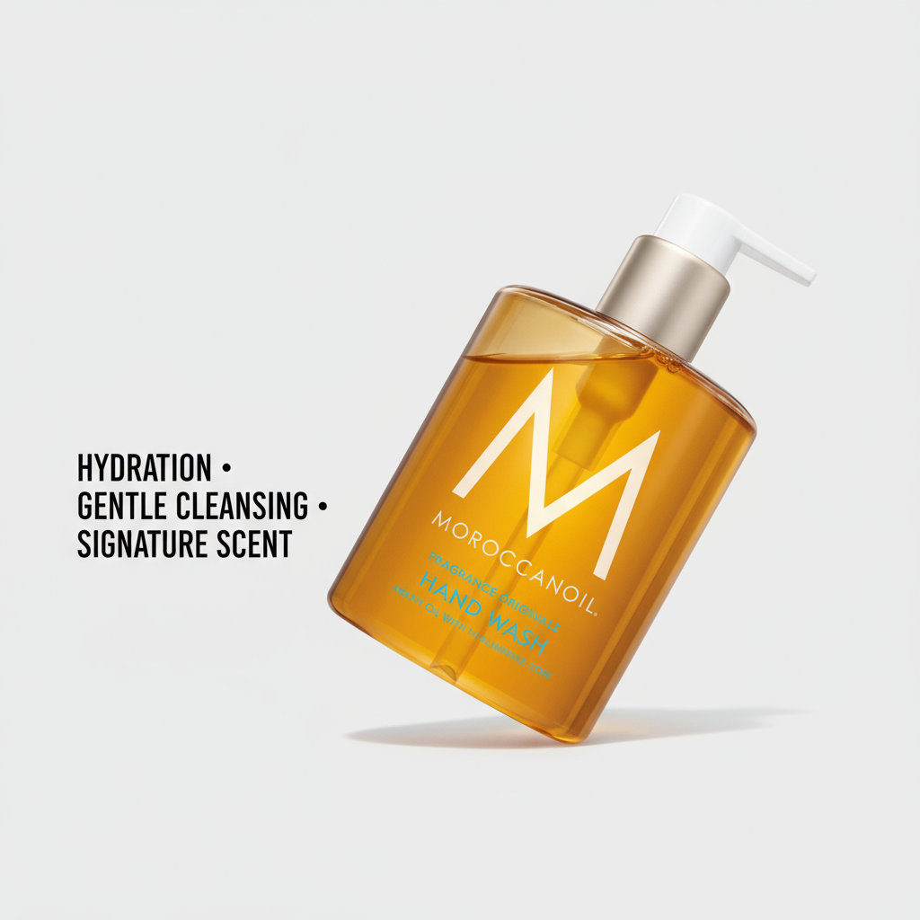 Moroccanoil Hand Wash - Angled with benefits