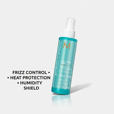 Moroccanoil Frizz Shield Spray - Angled with benefits