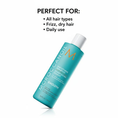 Moroccanoil Smoothing Shampoo for frizzy dry and unruly hair — suitable for all hair types including colour-treated