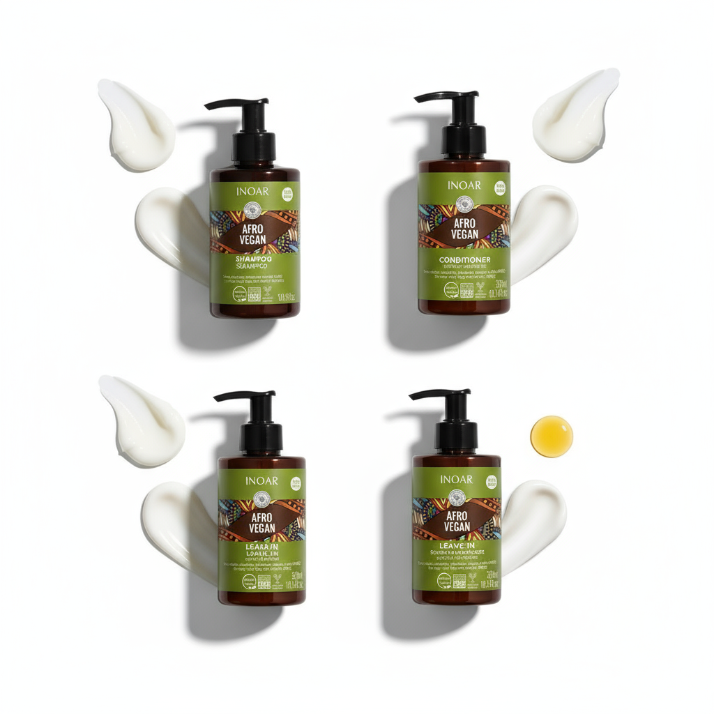 Inoar Afro Vegan Ultimate Curl Care Bundle - 4-Step Complete System