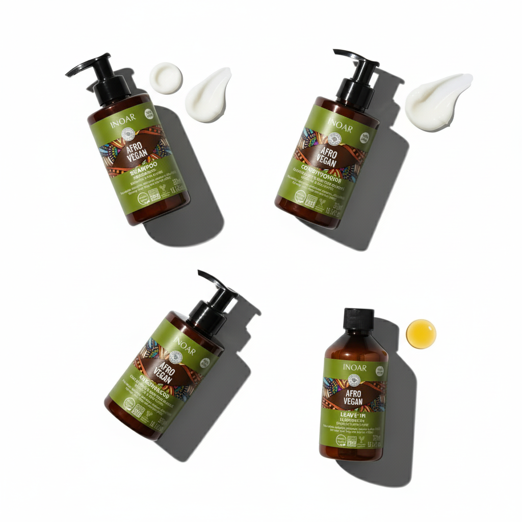 Inoar Afro Vegan Ultimate Curl Care Bundle - 4-Step Complete System