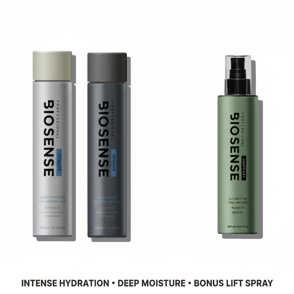 Biosense Shampoo & Conditioner Hydrate Bundle With Free Create Lift Spray