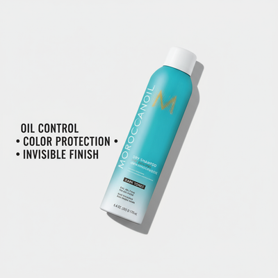 Moroccanoil Dry Shampoo Dark Tones benefits — absorbs oil adds volume and blends invisibly into dark hair
