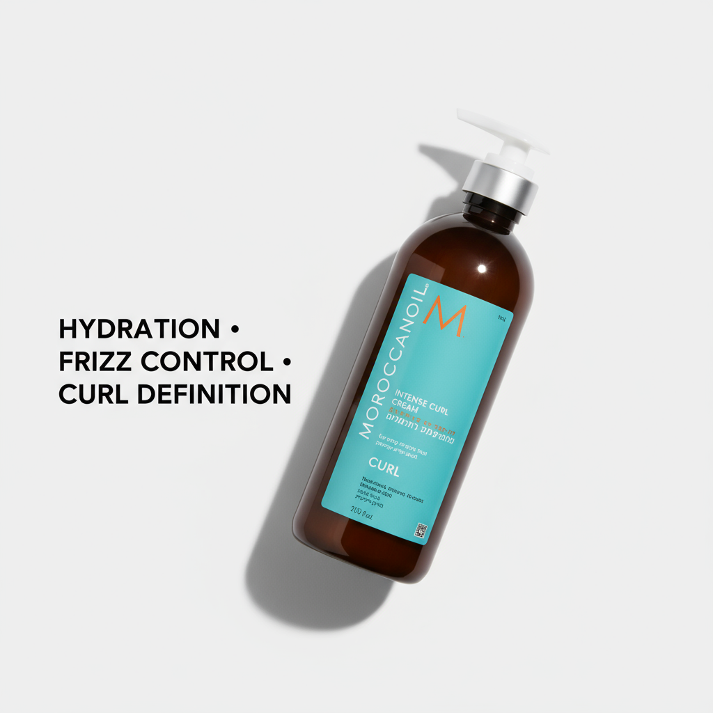 Moroccanoil Intense Curl Cream - Angled with benefits