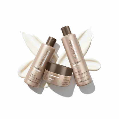 Brasil Cacau Extreme Repair Complete System Bundle - 3-Step Keratin Hair Repair
