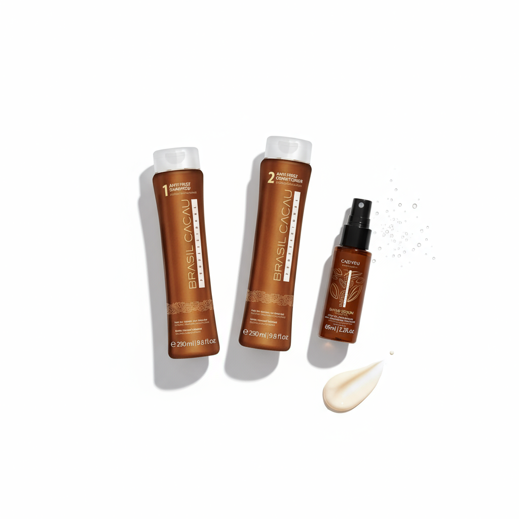 Brasil Cacau Anti-Frizz Complete System Bundle - 3-Step Sulfate-Free Frizz Control with Shine