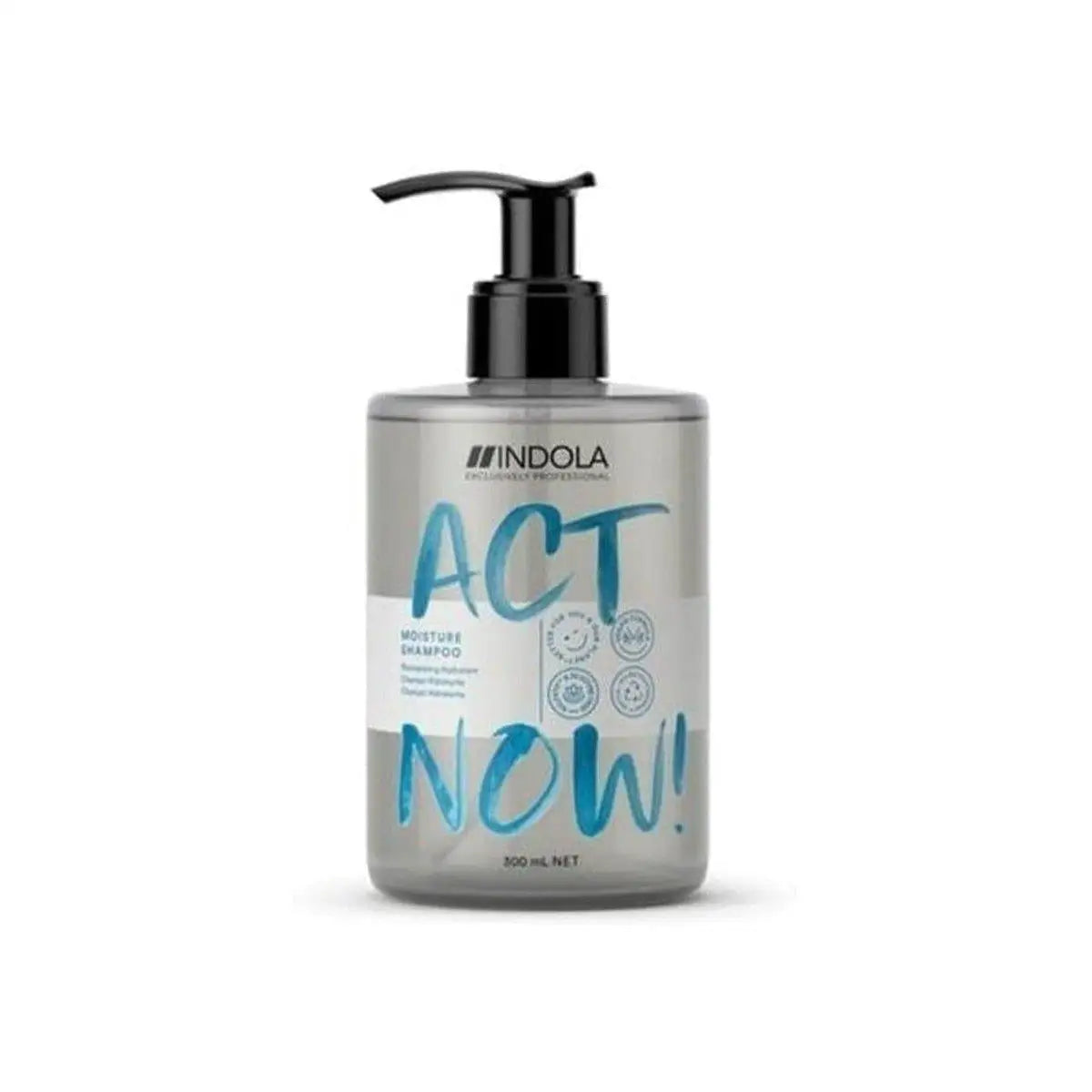 Indola Act Now Moisture Shampoo 300ml with intense hydration and pump dispenser