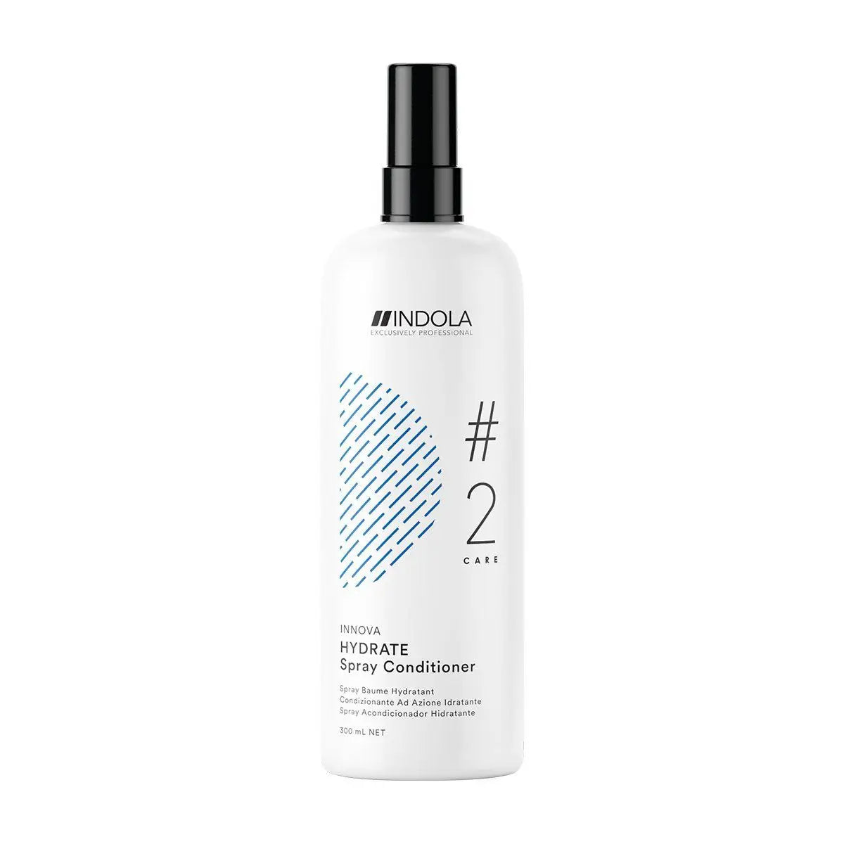 Indola Innova Hydrate Spray Conditioner 300ml bottle with black cap on a white background