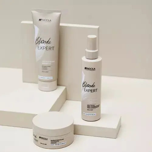 INDOLA Blonde Expert Hair Care Set: Shampoo, Spray & Mask for Blonde Hair. Professional Products for Treatment and Maintenance