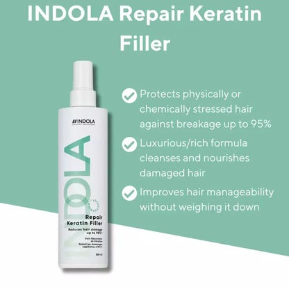 Indola Repair Keratin Filler: Professional Hair Treatment for Damaged Hair, Reduce Breakage, Improve Manageability.