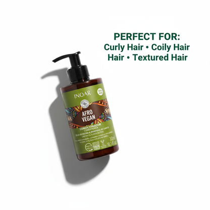 Inoar Afro Vegan Conditioner bottle with pump for curly coiffed, coily, and textured hair care