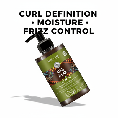 Inoar Afro vegan leave-in treatment for curly hair with curl definition moisture and frizz control
