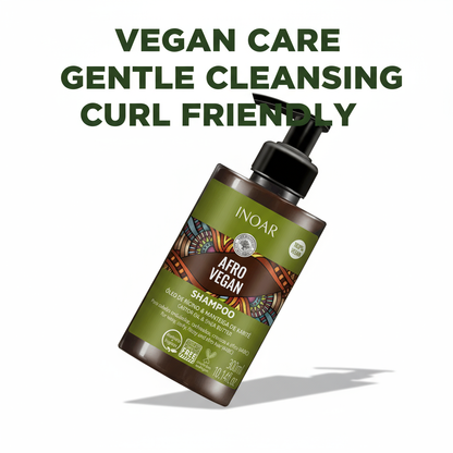 Inoar Afro vegan shampoo for curls with vegan care gentle cleansing and curl friendly formula