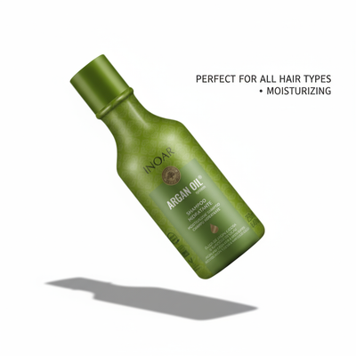 Inoar argan moisturizing shampoo green bottle for all hair types hydrating hair care