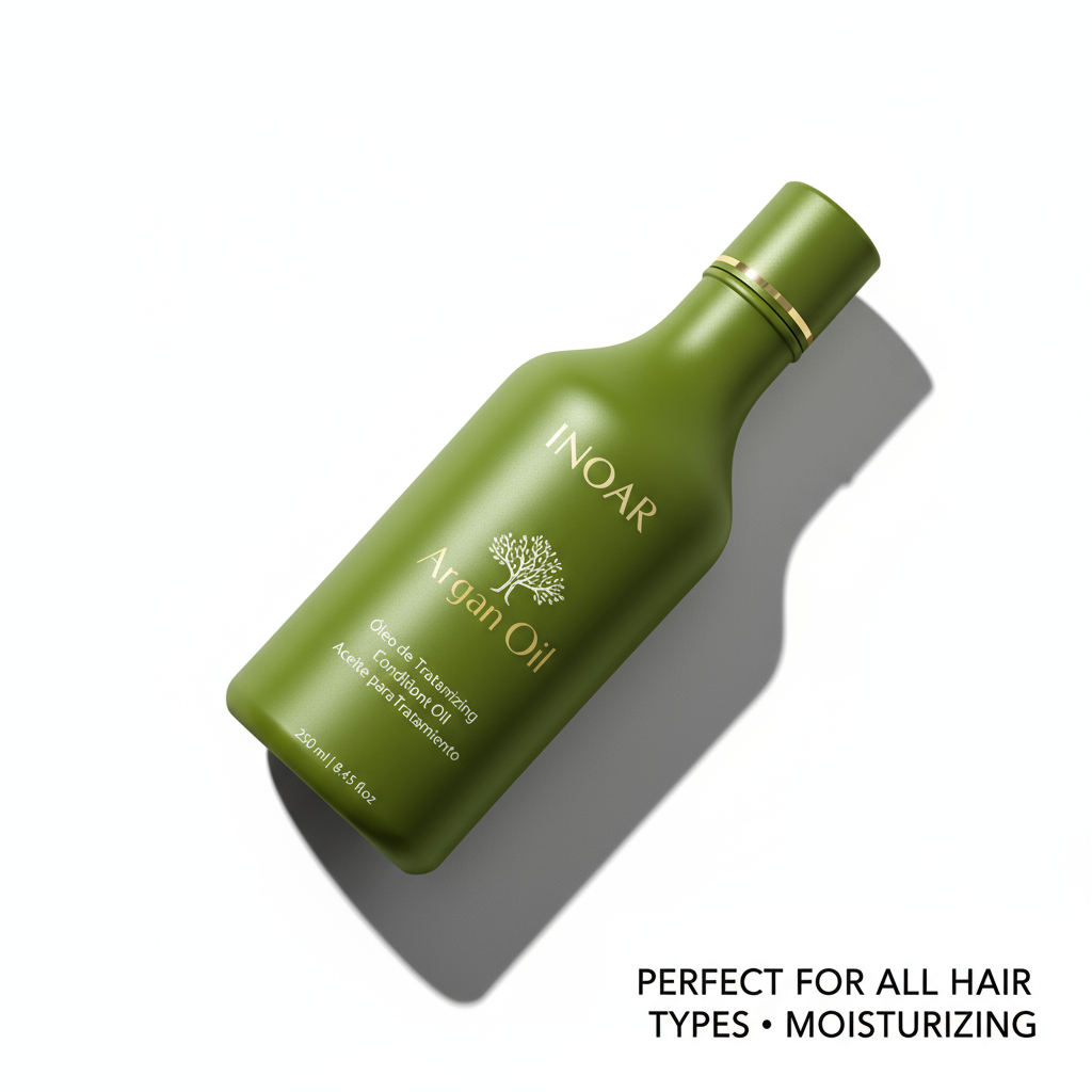 Inoar argan oil conditioner for dry hair in a green bottle for moisturizing and all hair types