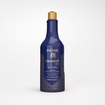 Inoar Baccarah Blue Shampoo 500ml front view on a white background
