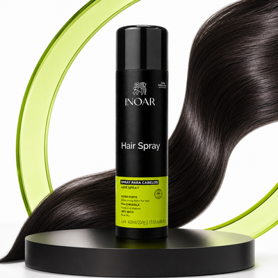 Inoar Hair Spray Extra Forte 400ml for professional strong hold, flexible movement and natural shine