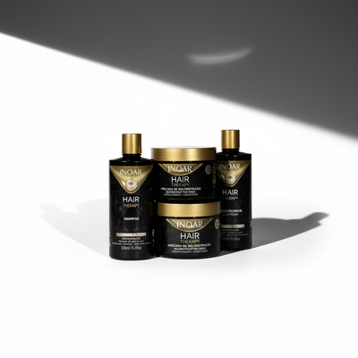 Inoar Hair Therapy 3-Step Repair System hair care bundle with shampoo and treatment masks