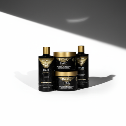 Inoar Hair Therapy 3-Step Repair System hair care bundle with shampoo and treatment masks