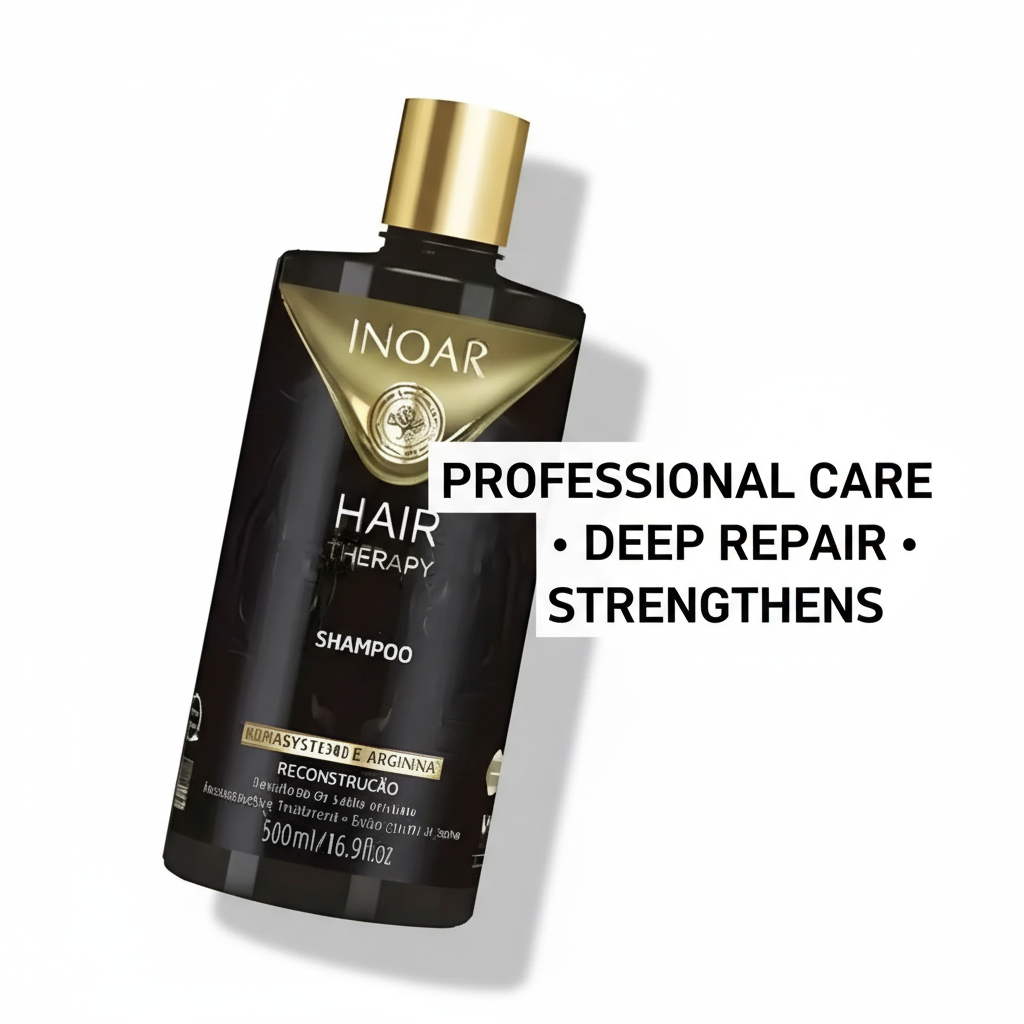 Inoar Hair Therapy Shampoo bottle with professional care and deep repair for hair strengthening