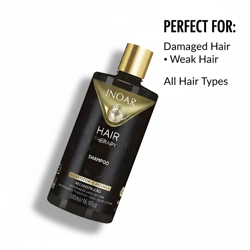 Inoar Hair Therapy Shampoo bottle for damaged and weak hair suitable for all hair types