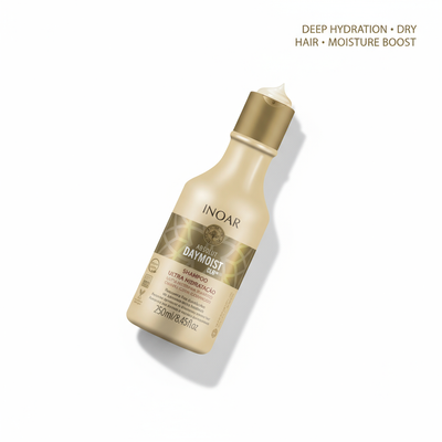 Inoar Absolut Daymoist Shampoo bottle with deep hydration for dry hair moisture boost