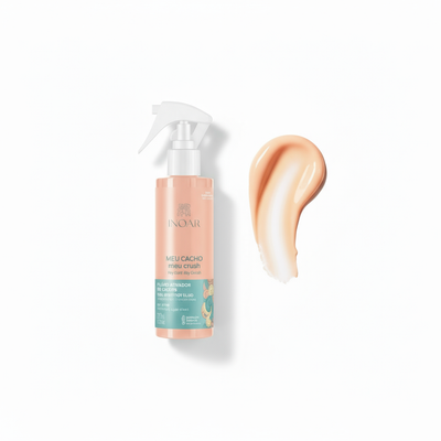 Inoar My Curl My Crush Curl Activator Spray bottle with cream texture swatch for curly hair