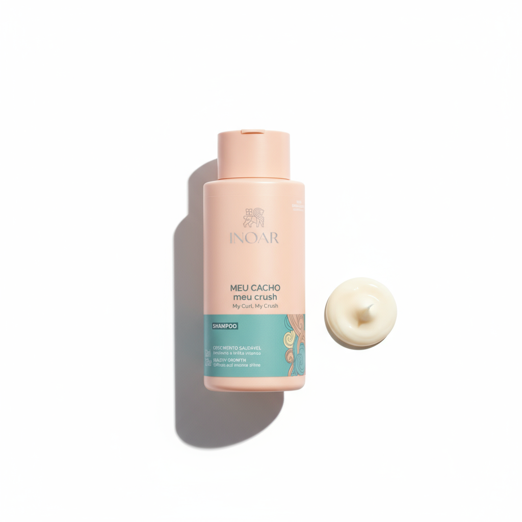 Inoar My Curl My Crush Shampoo bottle with cream texture for curly hair care