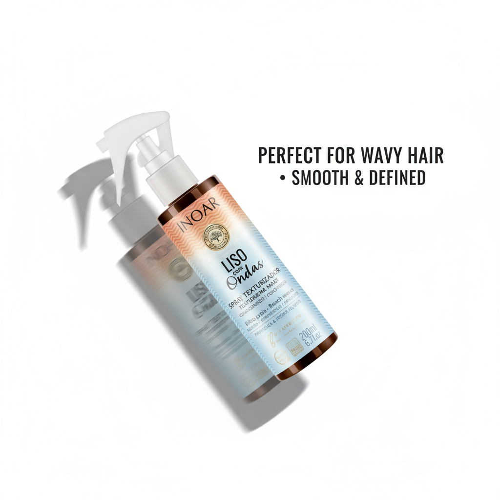 INOAR leave-in conditioner for wavy hair in a spray bottle for smooth and defined waves