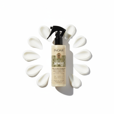 Inoar leave-in treatment for color-treated hair with moisturizing formula in spray bottle