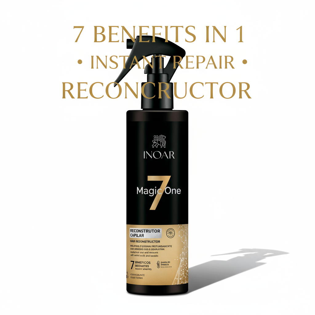 Inoar Magic One 7 Reconstructor Spray black bottle with spray nozzle for instant hair repair
