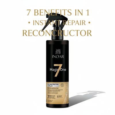 Inoar Magic One 7 Reconstructor Spray black bottle with spray nozzle for instant hair repair