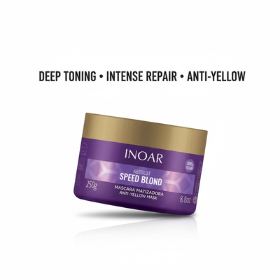 Inoar purple mask for brassy blonde hair Absolut Speed Blond anti-yellow hair masque container