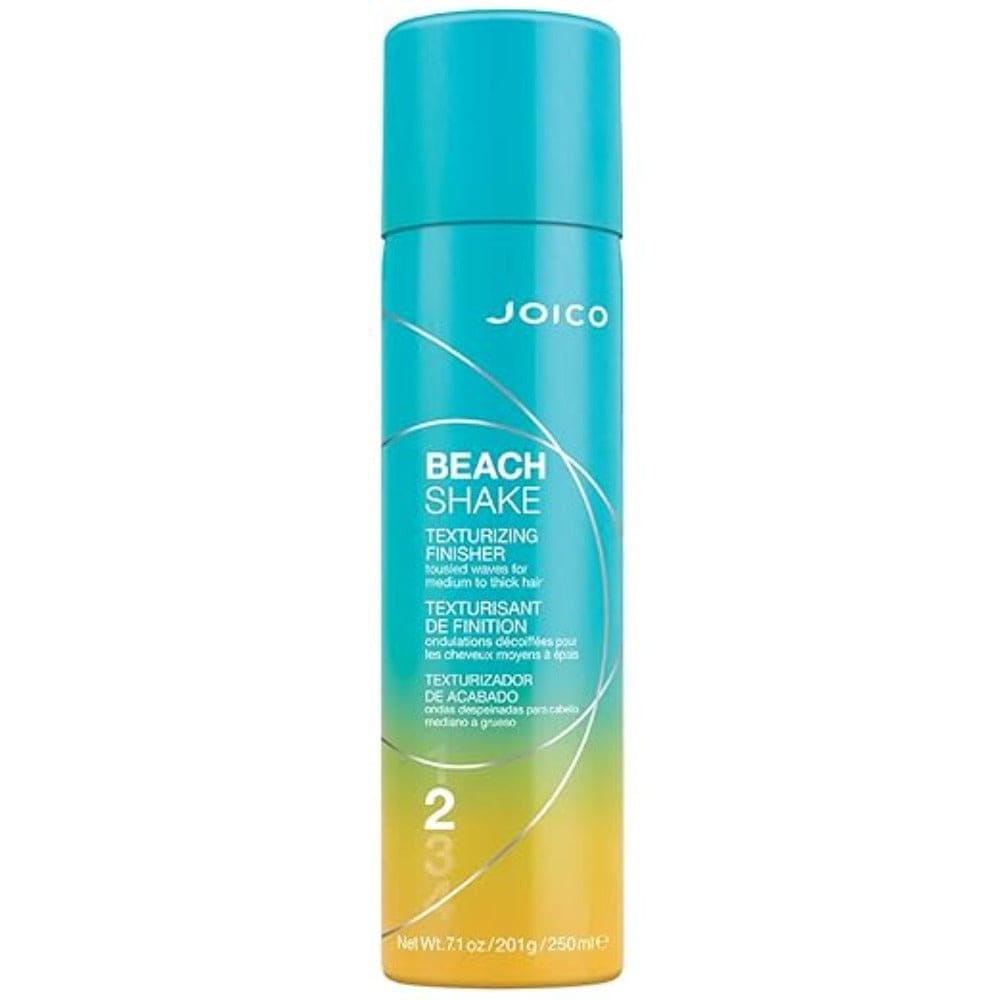 Teal and yellow Joico Beach Shake Texturizing Finisher for a satin finish in hair care products