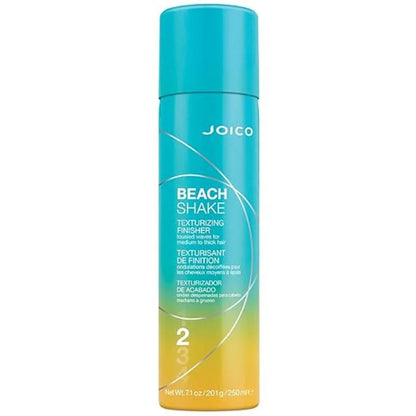 Teal and yellow Joico Beach Shake Texturizing Finisher for a satin finish in hair care products