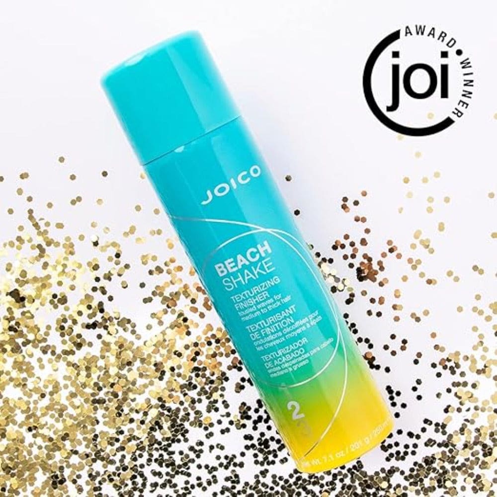 Turquoise and yellow ombré Joico Beach Shake Texturizing Finisher for satin finish hair