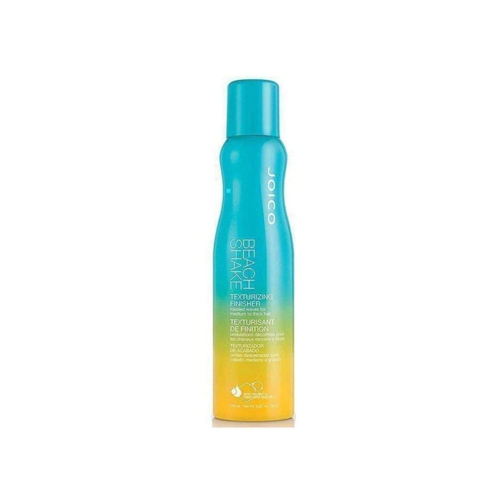 Teal and yellow Joico Beach Shake Texturizing Finisher bottle 250ml on display