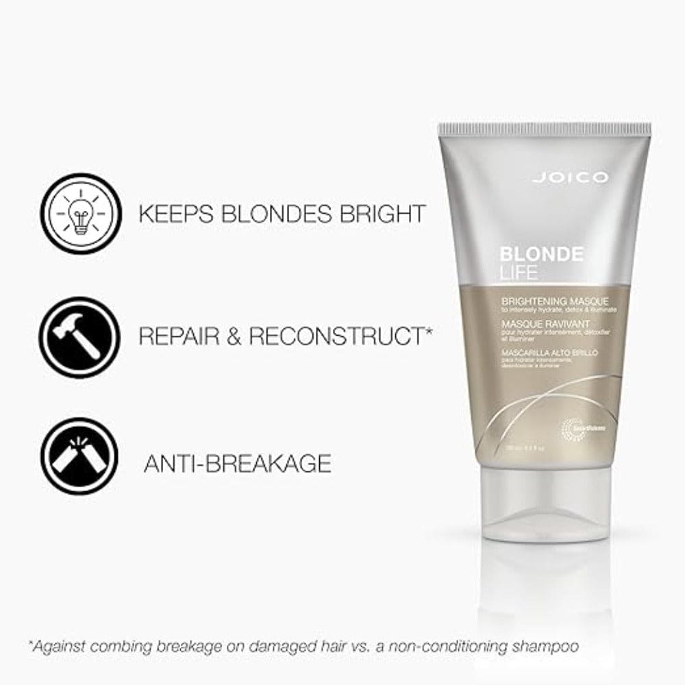 Joico Blonde Life Brightening Mask 150ml with benefit icons for vibrant blonde hair