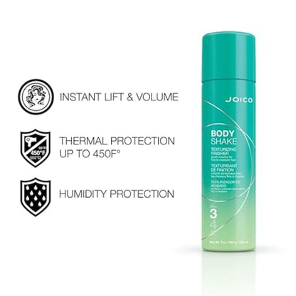 Teal Joico Body Shake Texturizing Finisher 250ml with listed features and benefits