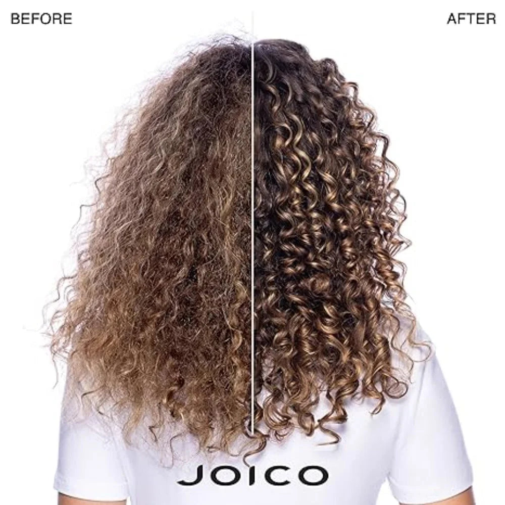 Before-and-after curly hair showcase using Joico Curl Confidence Defining Creme 177ml
