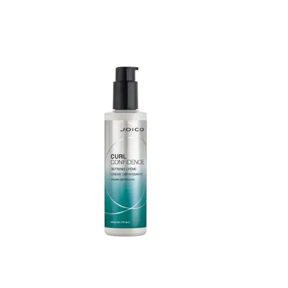 Joico Curl Confidence Defining Creme bottle with a white to teal gradient design