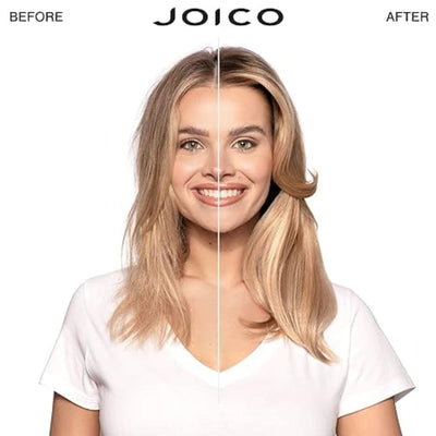 Before and after hairstyle transformation using Joico Defy Damage Protective Masque