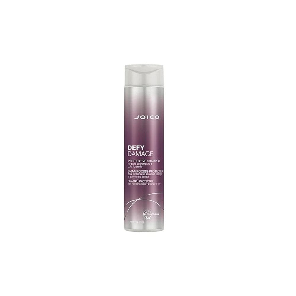 Joico Defy Damage Protective Shampoo 300ml in a gradient purple and silver design