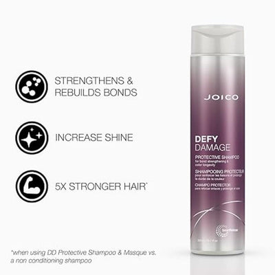 Joico Defy Damage Protective Shampoo 300ml bottle with purple gradient design