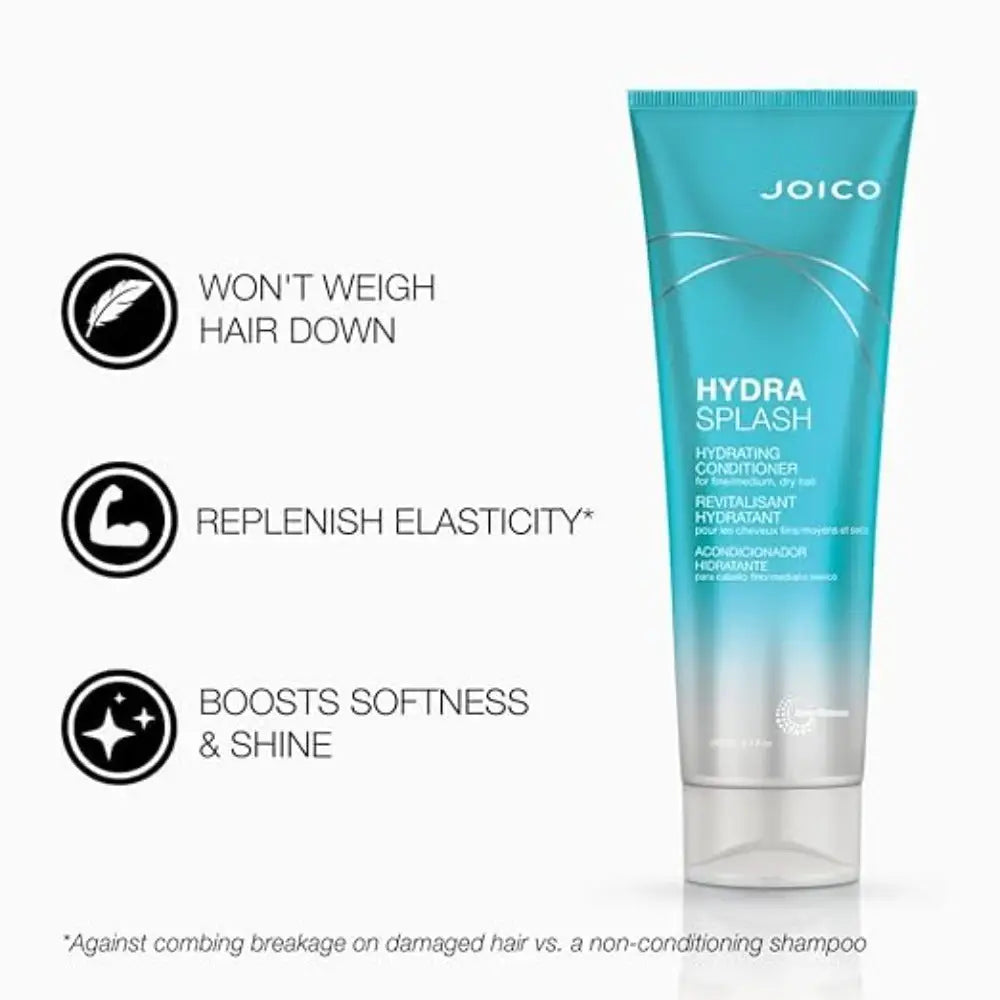 Turquoise and white Joico Hydrasplash hair product in the Hydrasplash Trio Bundle