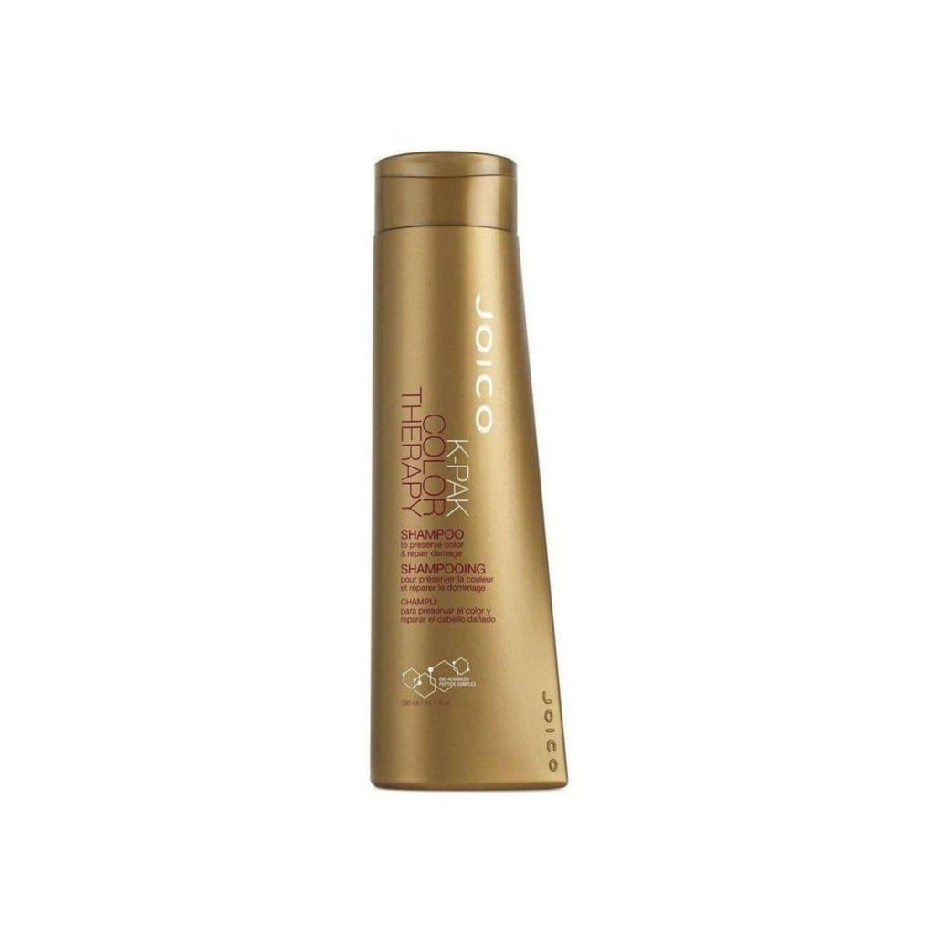 Gold-colored bottle of Joico K-Pak Color Therapy Shampoo 300 ml for vibrant hair color care